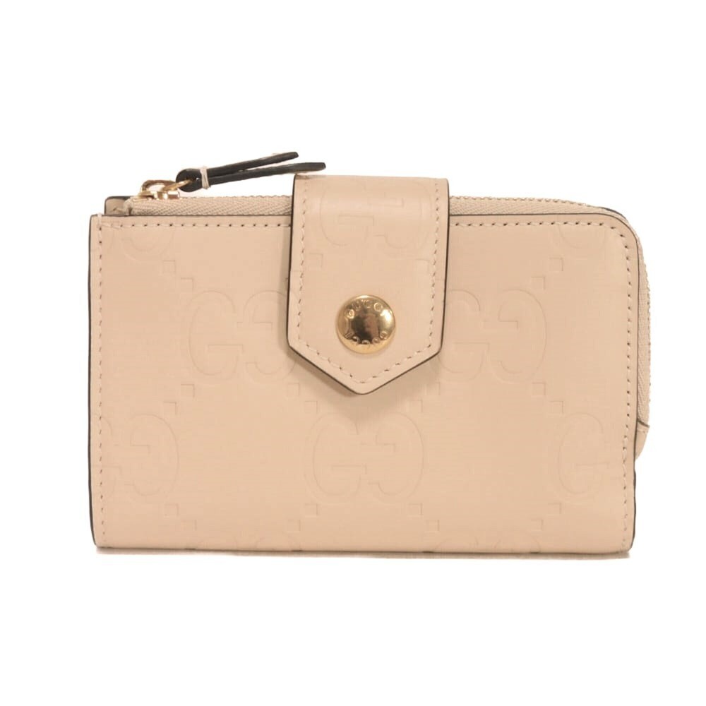 Gucci GUCCI Bi-fold Wallet GG Medium Guccissima Calfskin Double G Embossed Li...
